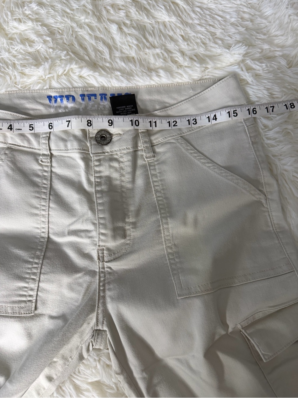 VIP Women's Straight Leg cargo Khaki Jeans with pockets - Picture 9 of 10